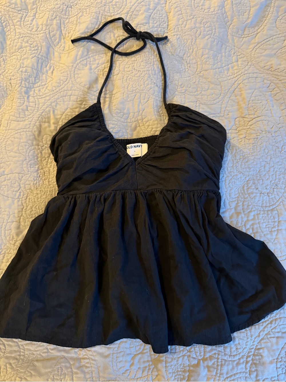 Old Navy Black Halter Peplum Tank Top